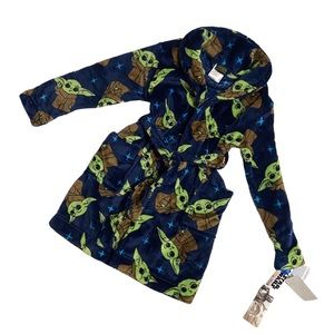 Boys Baby Yoda Fleece Robe Navy Blue